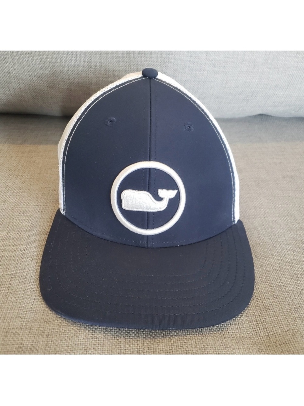Vineyard vines mesh back blue white trucker snapback hat